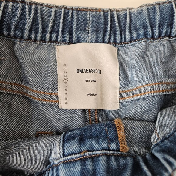 One Teaspoon Shabbies Drawstring Boyfriend Sweatpants Jeans 26 Distressed Blue - Picture 6 of 9